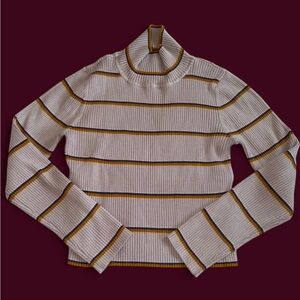 Striped Turtleneck - taupe color long sleeve top